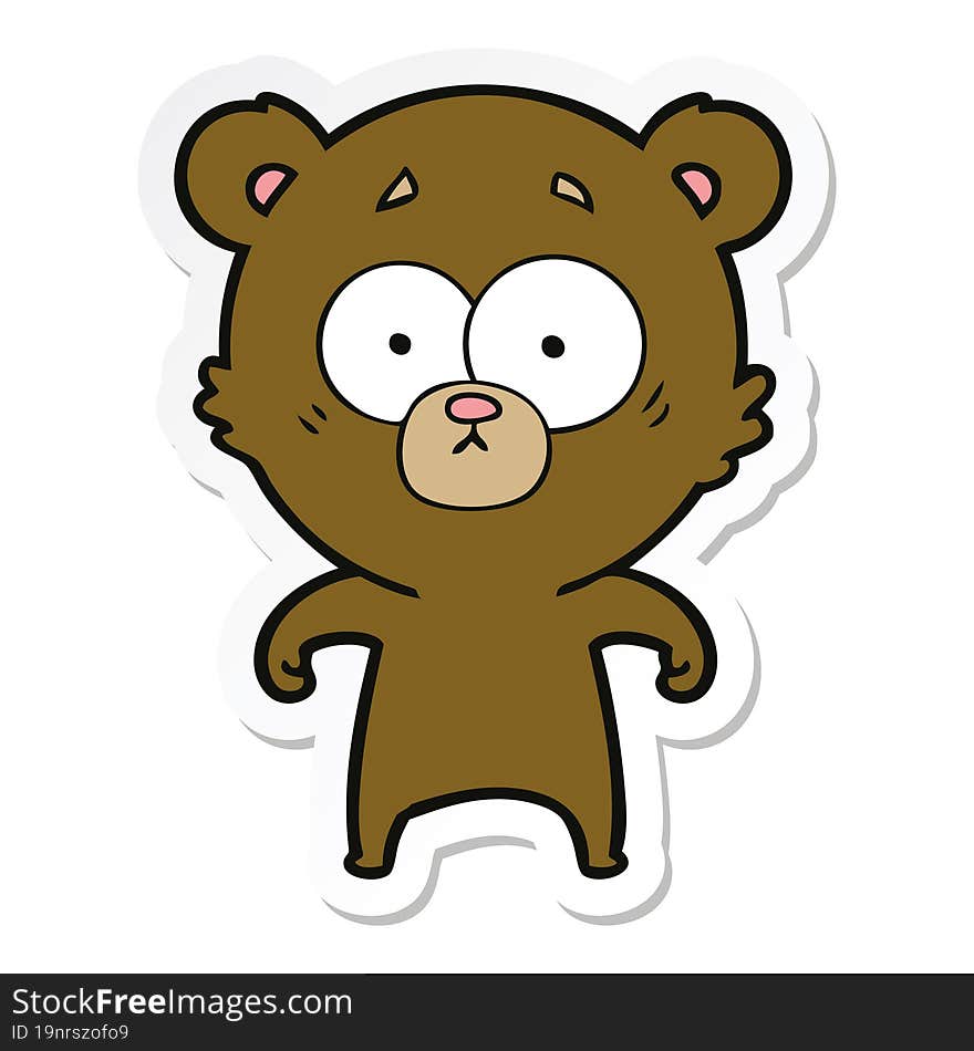 Sticker Of A Surprised Bear Cartoon