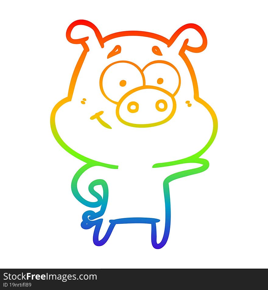 rainbow gradient line drawing cartoon pig pointing