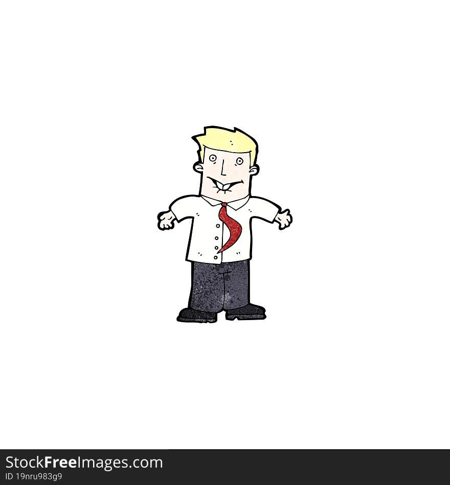 cartoon business man shrugging shoulders