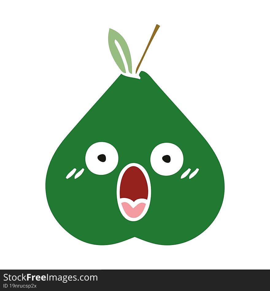 flat color retro cartoon pear