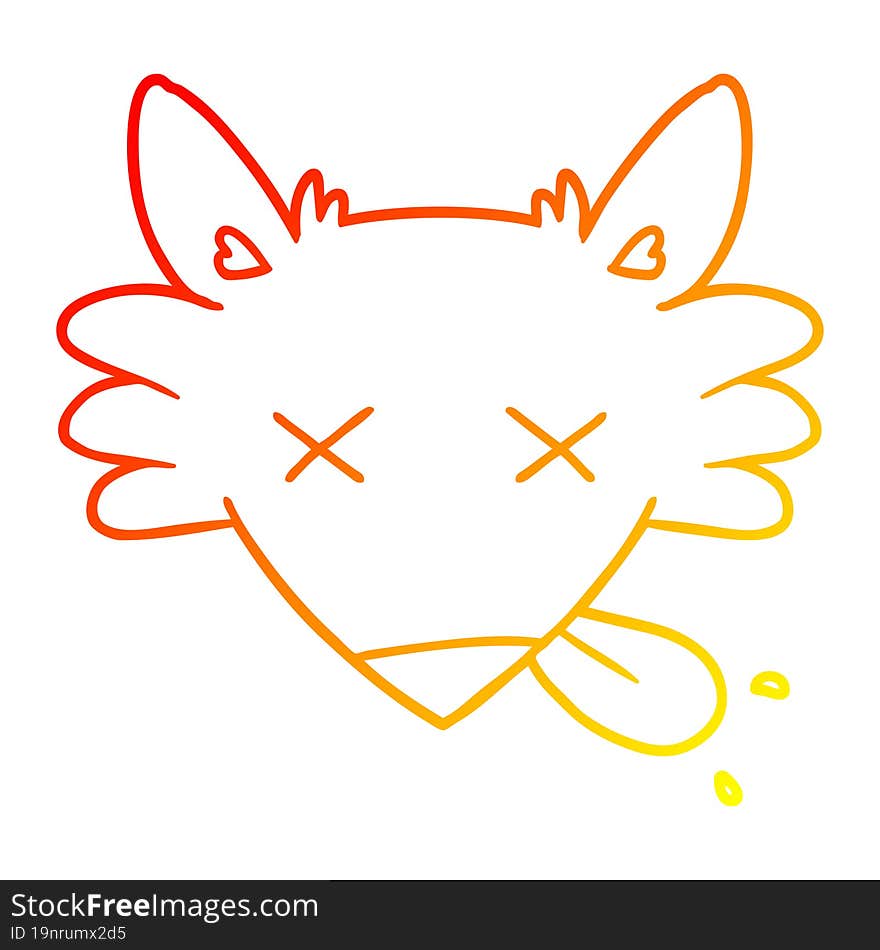 warm gradient line drawing cartoon dead fox