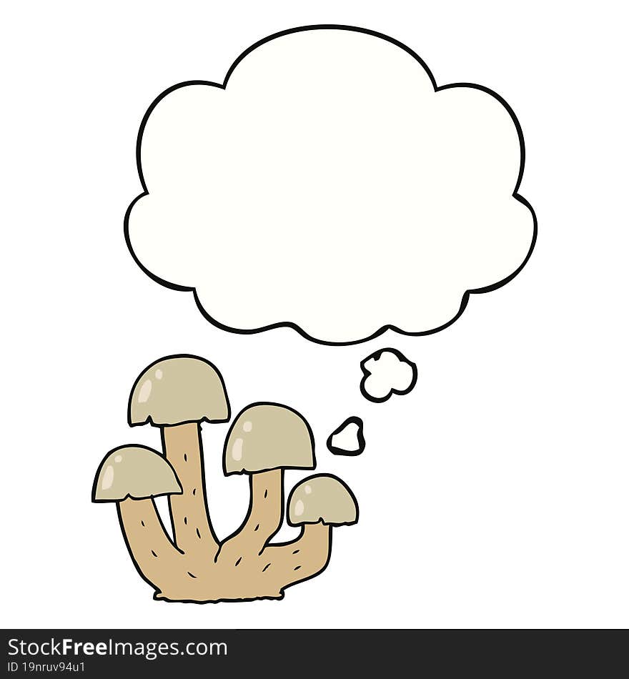 Cartoon Mushroom And Thought Bubble