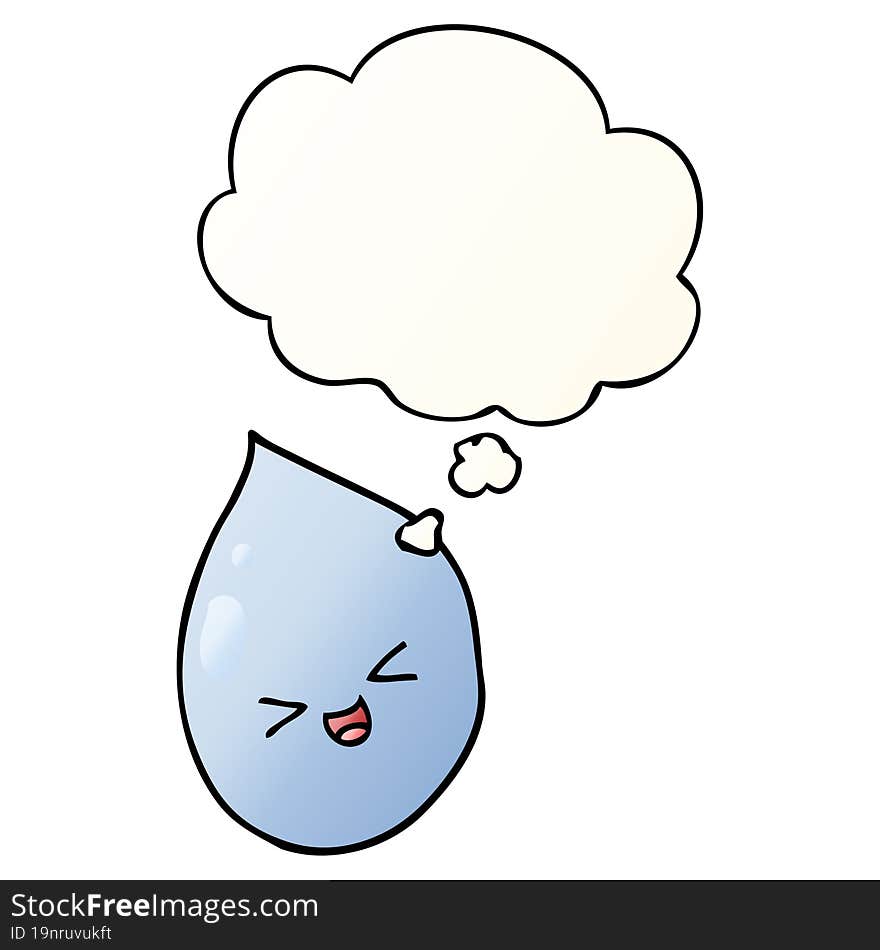 cartoon raindrop and thought bubble in smooth gradient style