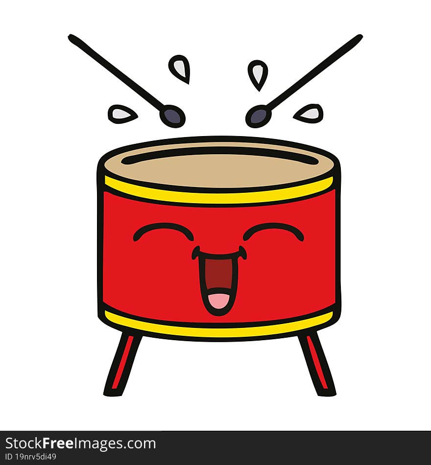 cute cartoon of a happy drum. cute cartoon of a happy drum