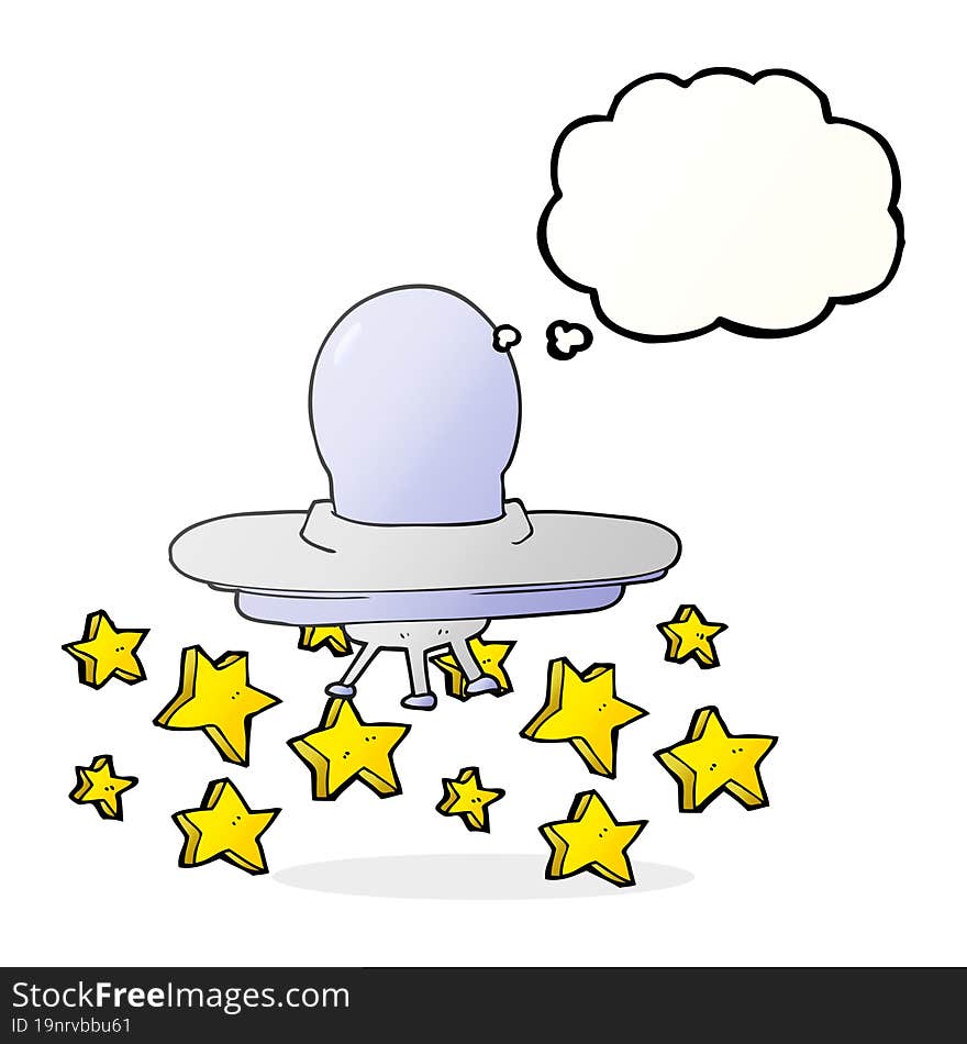 freehand drawn thought bubble cartoon flying saucer