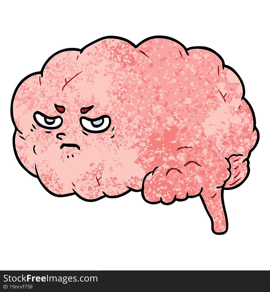 cartoon angry brain. cartoon angry brain