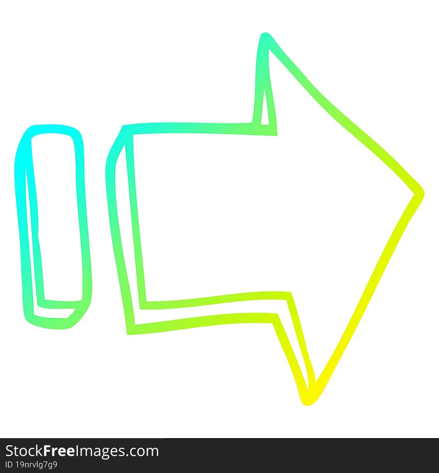 cold gradient line drawing cartoon pointing arrow