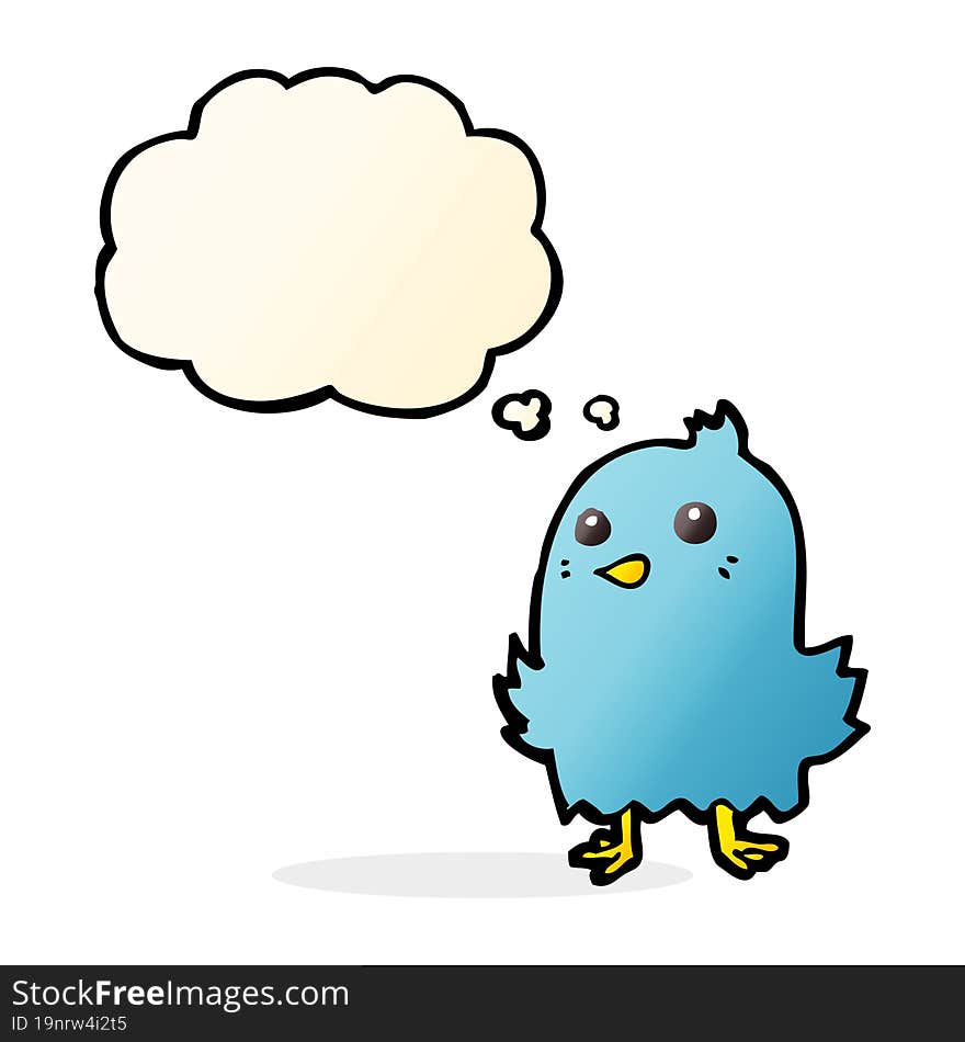 cartoon bird with thought bubble