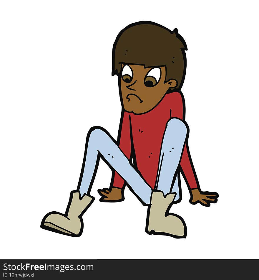 cartoon boy sitting on floor