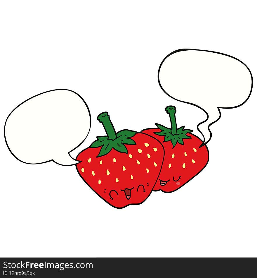 cartoon strawberries with speech bubble. cartoon strawberries with speech bubble