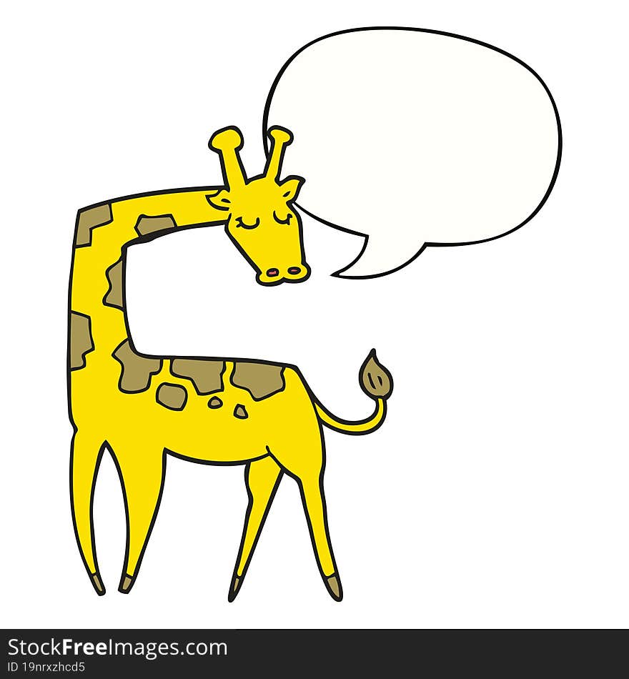 cartoon giraffe and speech bubble