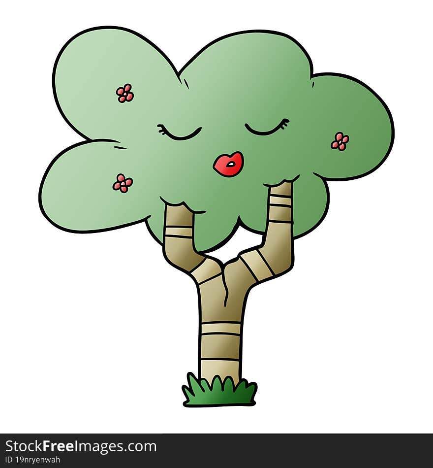 cartoon tree with face. cartoon tree with face