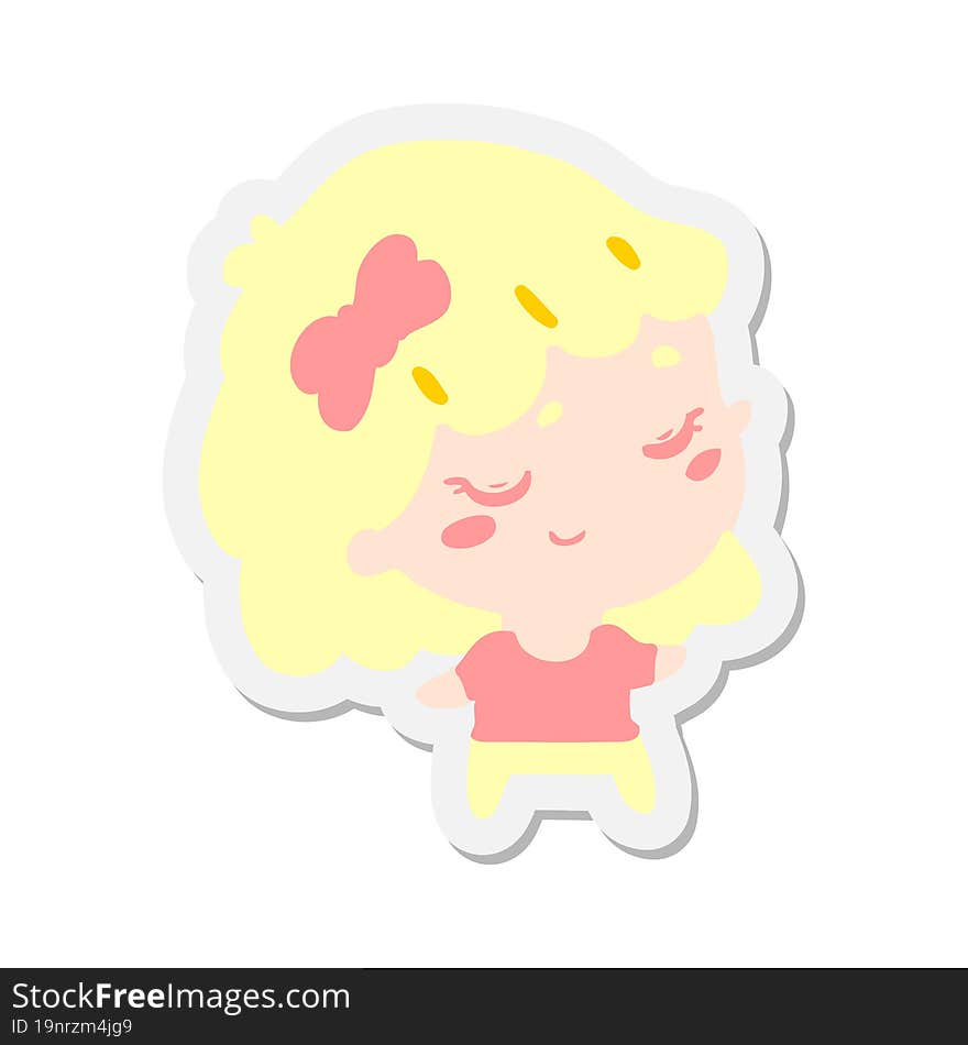 cartoon happy girl sticker