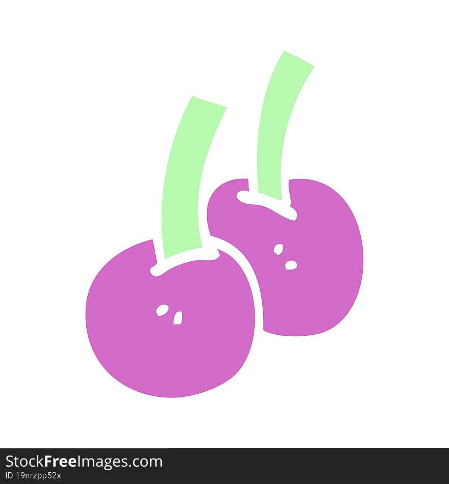 Flat Color Illustration Cartoon Cherries