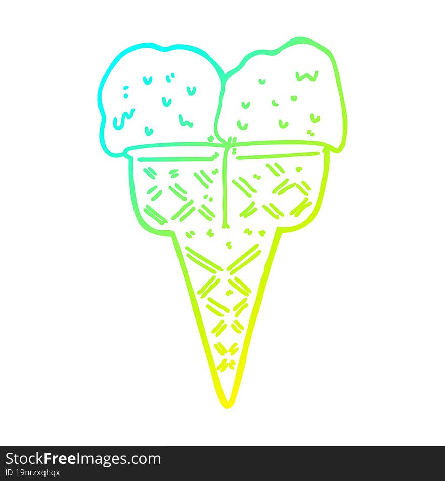 cold gradient line drawing cartoon ice cream