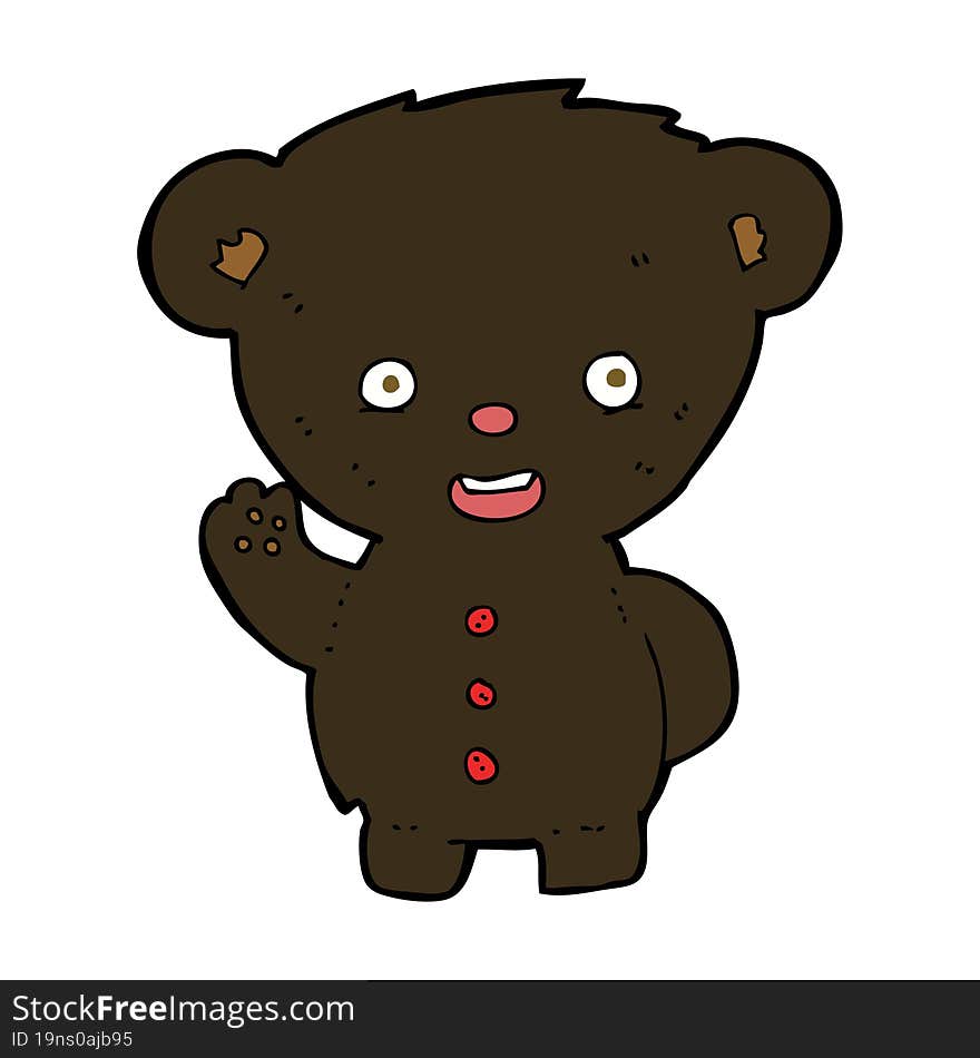 cartooon waving black bear cub