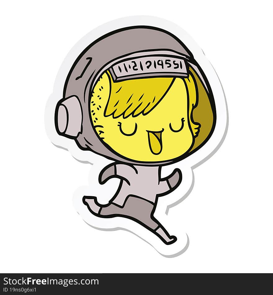 sticker of a cartoon astronaut woman