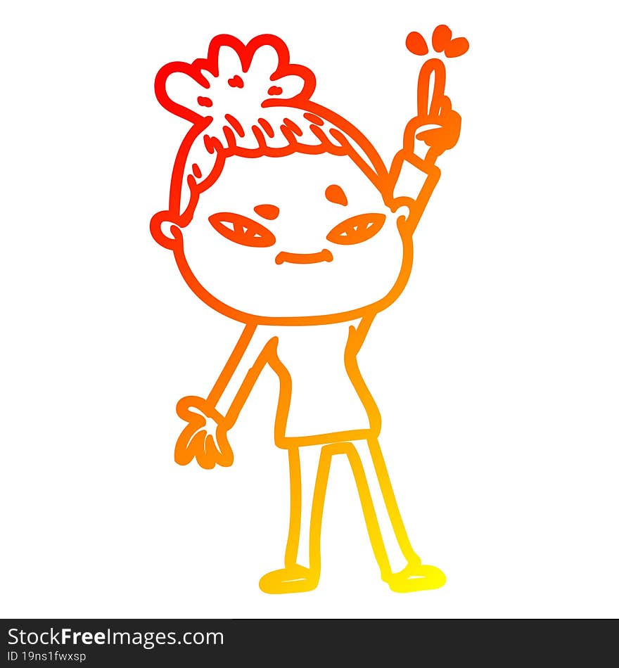 warm gradient line drawing of a cartoon woman