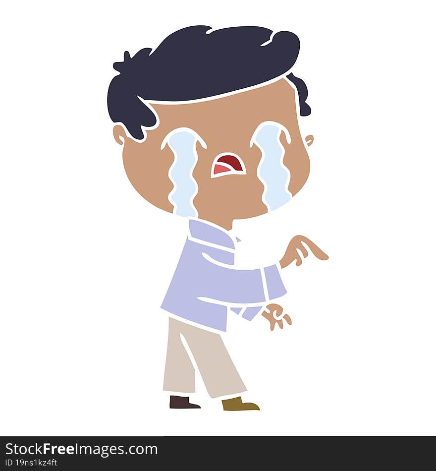 flat color style cartoon man crying