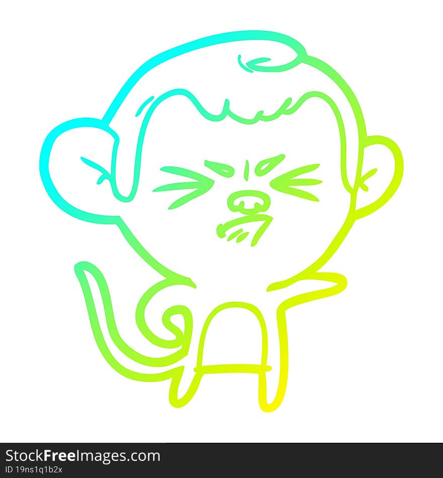 cold gradient line drawing cartoon annoyed monkey