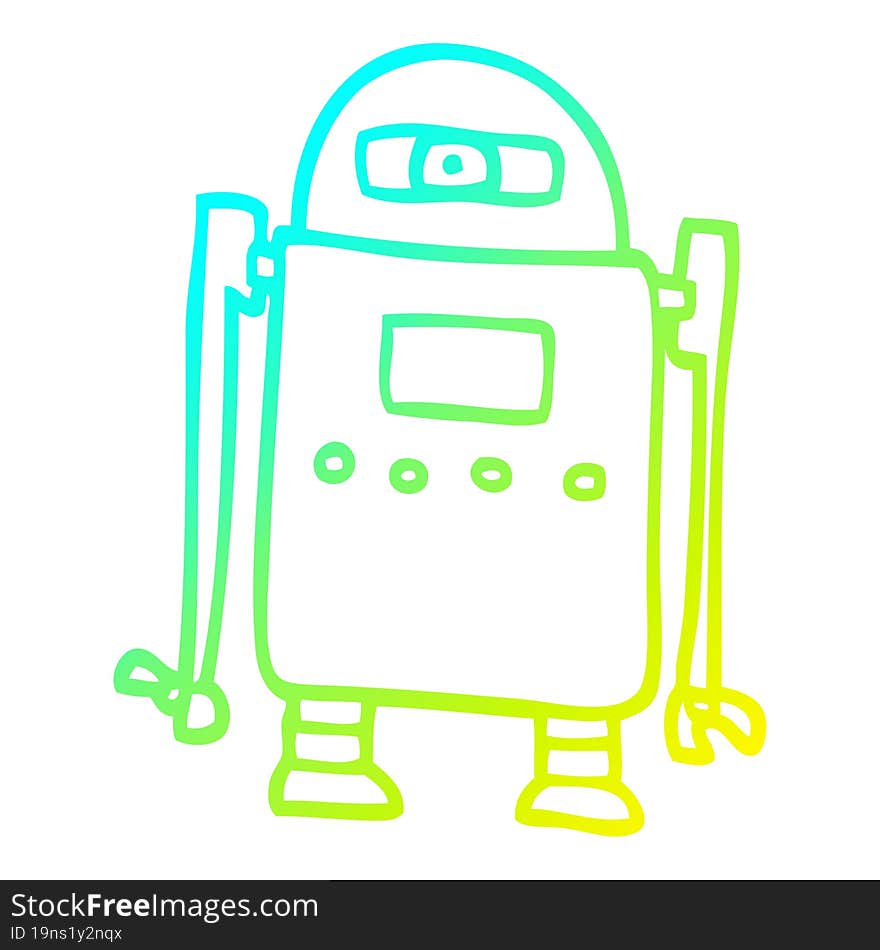 cold gradient line drawing cartoon robot