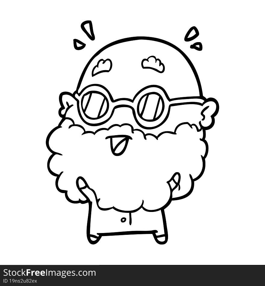 cute line drawing of a surprised old man. cute line drawing of a surprised old man