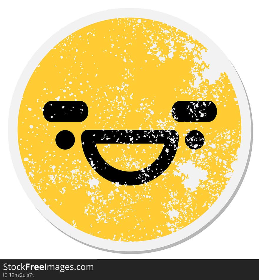 happy big eyebrow face circular sticker