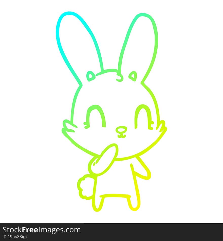 cold gradient line drawing of a cute cartoon rabbit