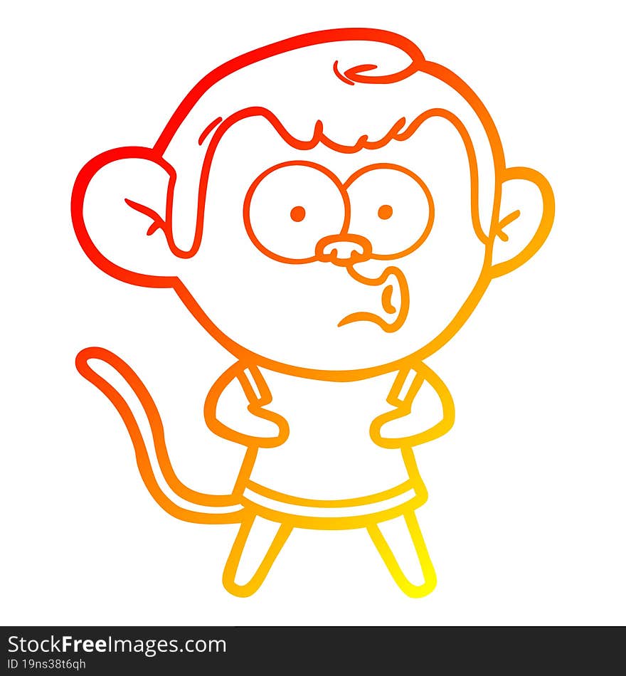 warm gradient line drawing cartoon surprised monkey