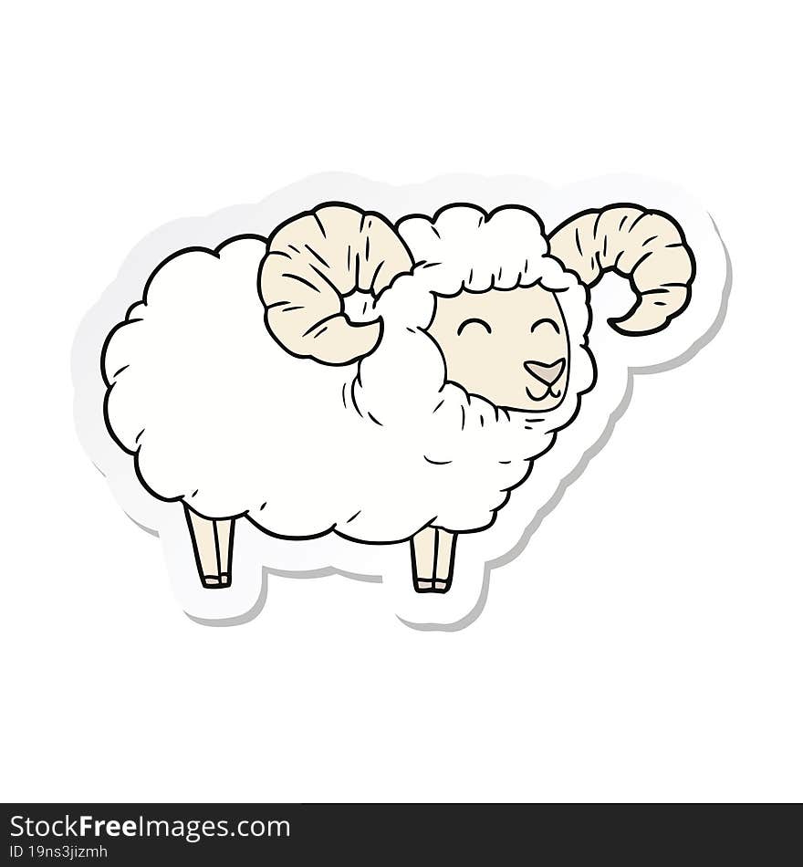 sticker of a cartoon ram