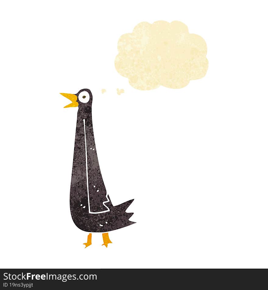 funny cartoon bird with thought bubble