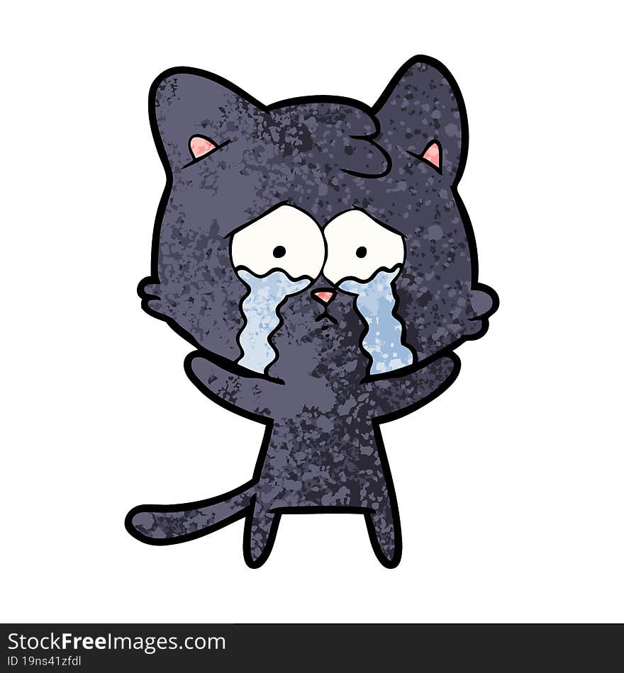 cartoon crying cat. cartoon crying cat