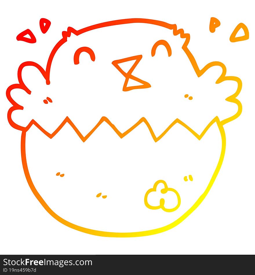 warm gradient line drawing cartoon hatching chick