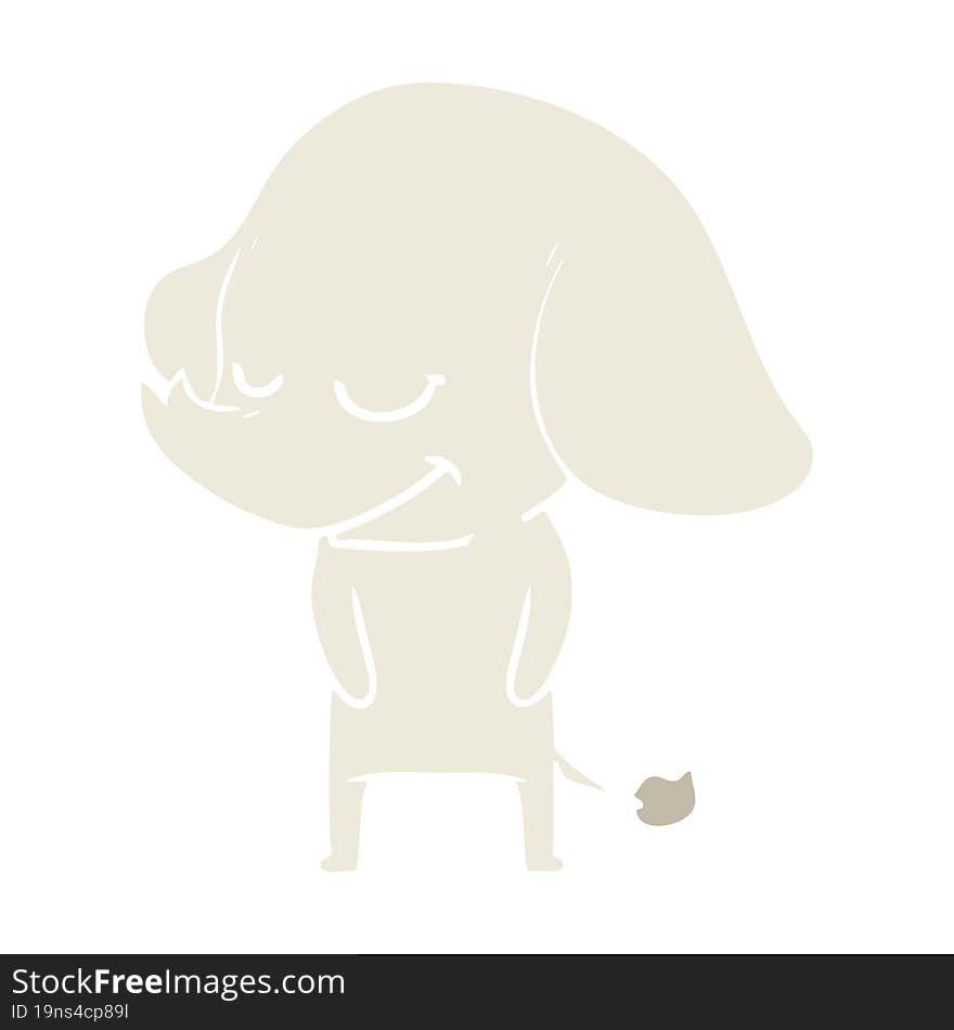 flat color style cartoon smiling elephant