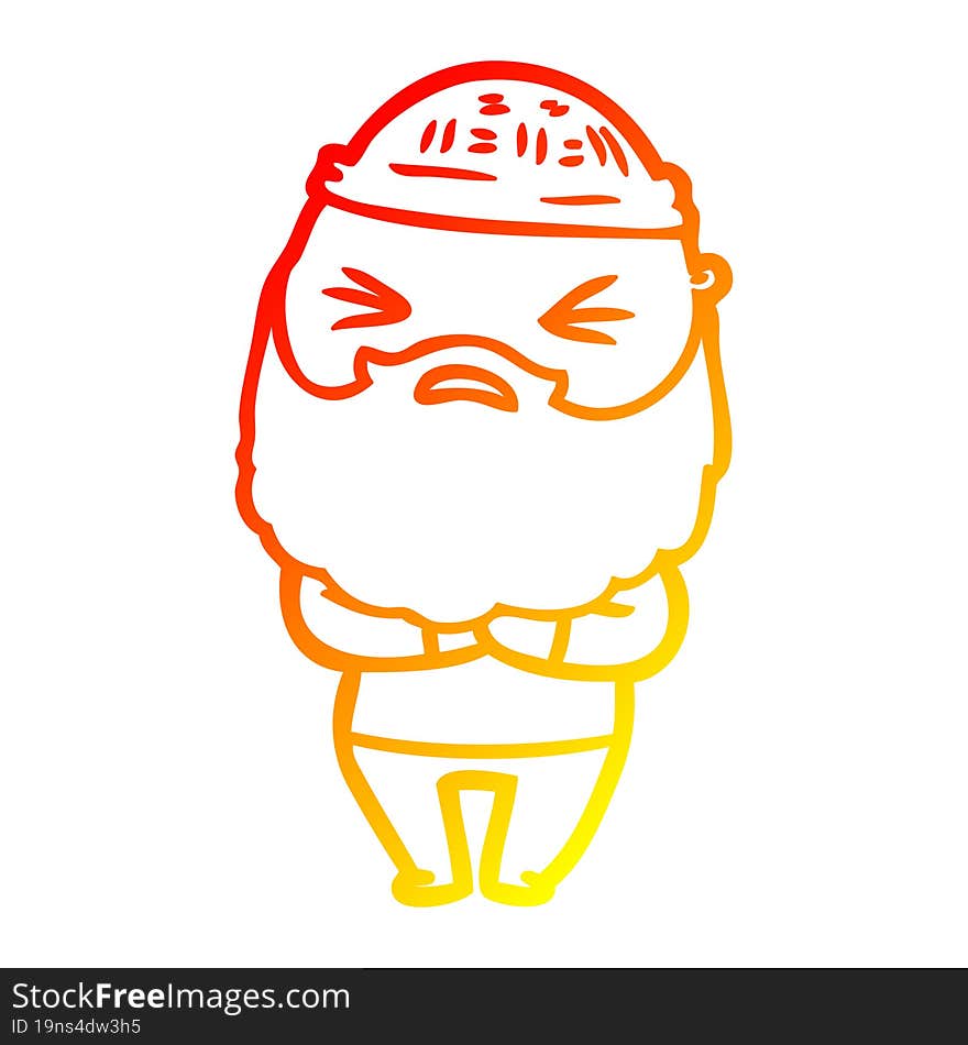 warm gradient line drawing cartoon man with beard