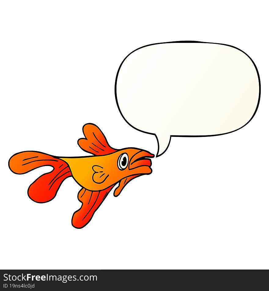 cartoon fighting fish with speech bubble in smooth gradient style