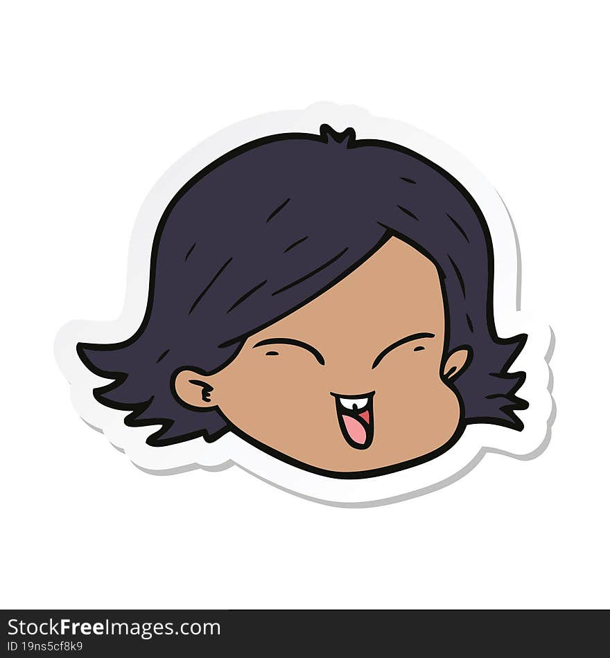 sticker of a cartoon female face