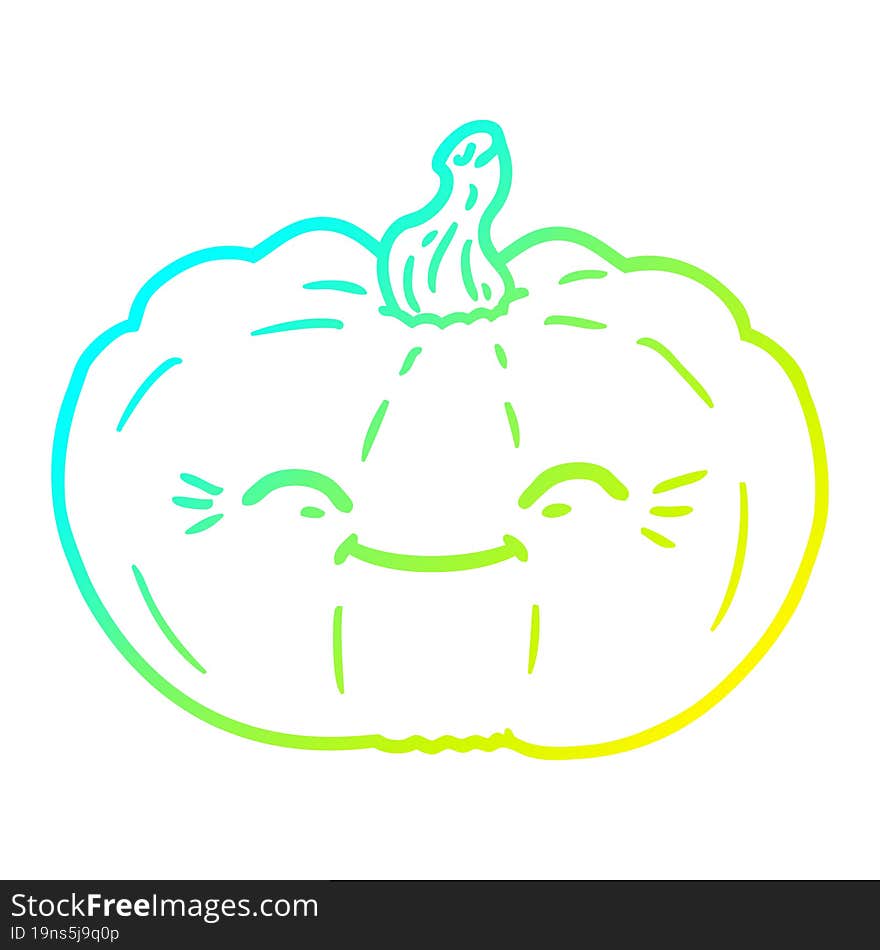 Cold Gradient Line Drawing Cartoon Pumpkin