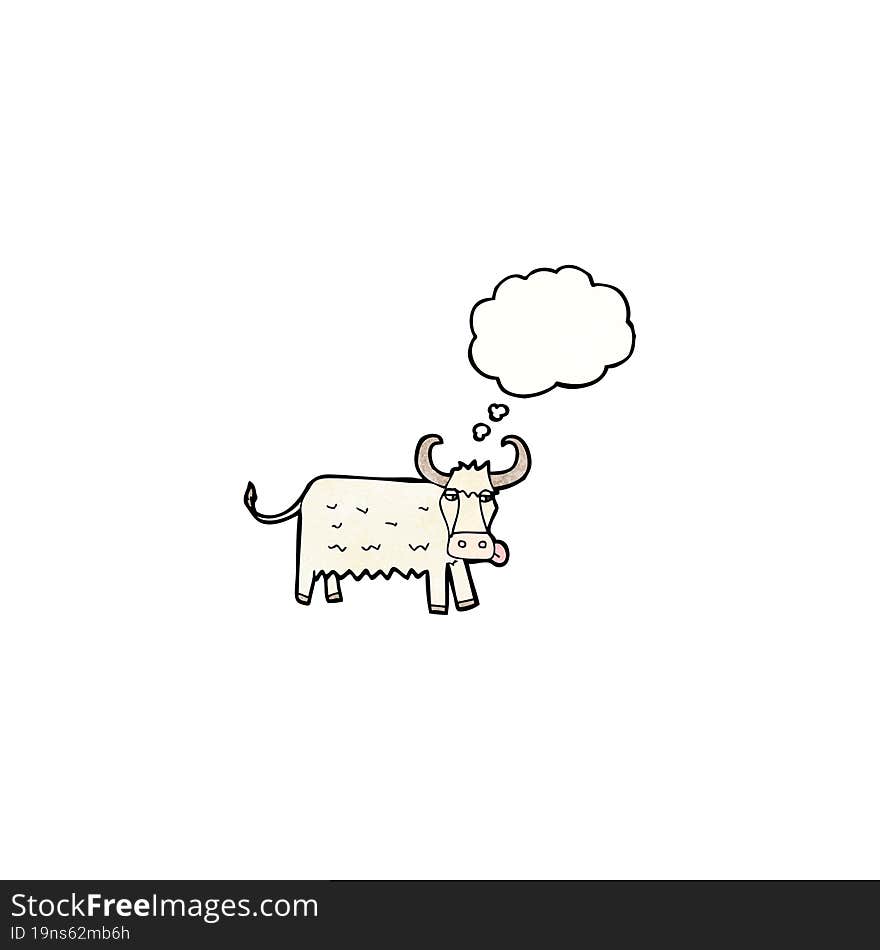 cartoon cow with thought bubble