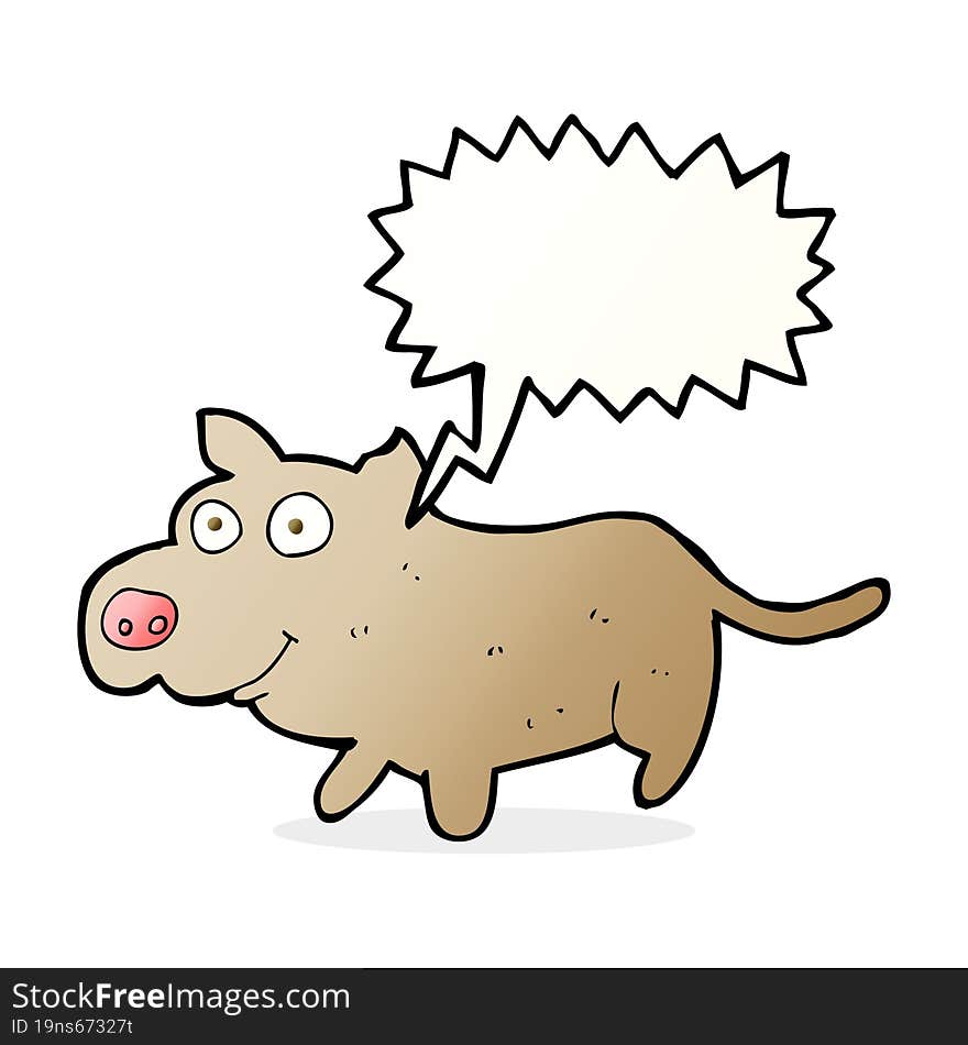 Cartoon Happy Little Dog With Speech Bubble