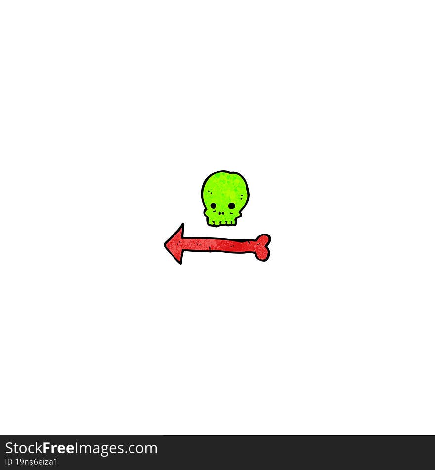 cartoon skull with arrow