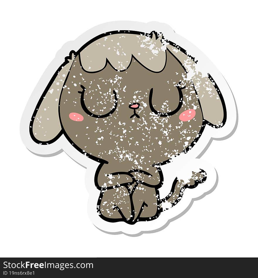 distressed sticker of a cute cartoon dog