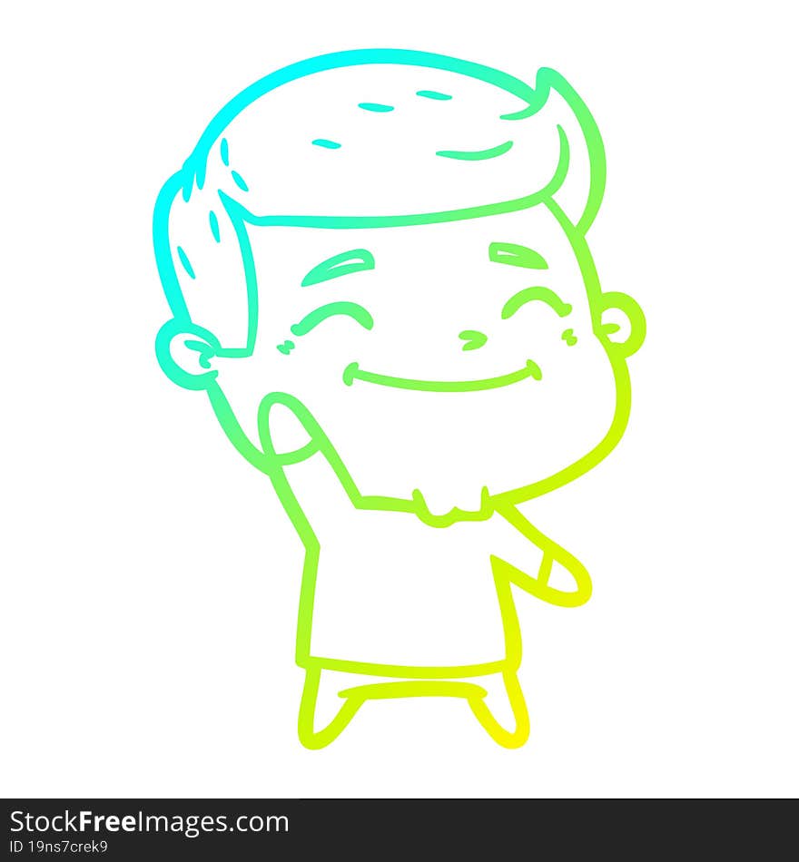 cold gradient line drawing happy cartoon man waving