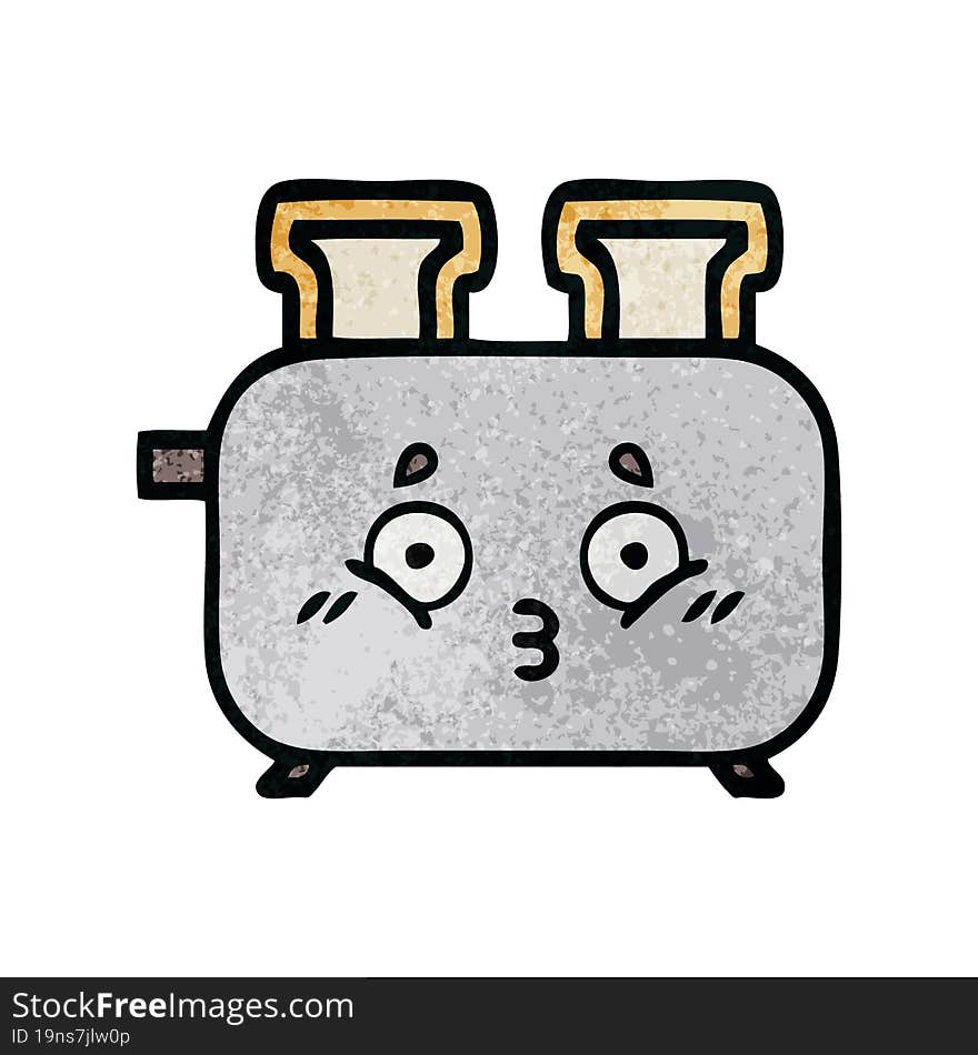 retro grunge texture cartoon of a toaster