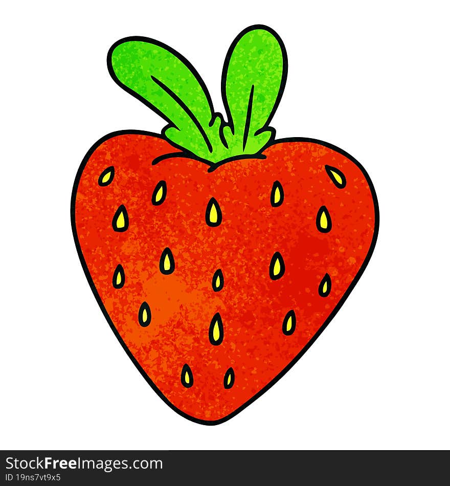 textured cartoon doodle of a fresh strawberry