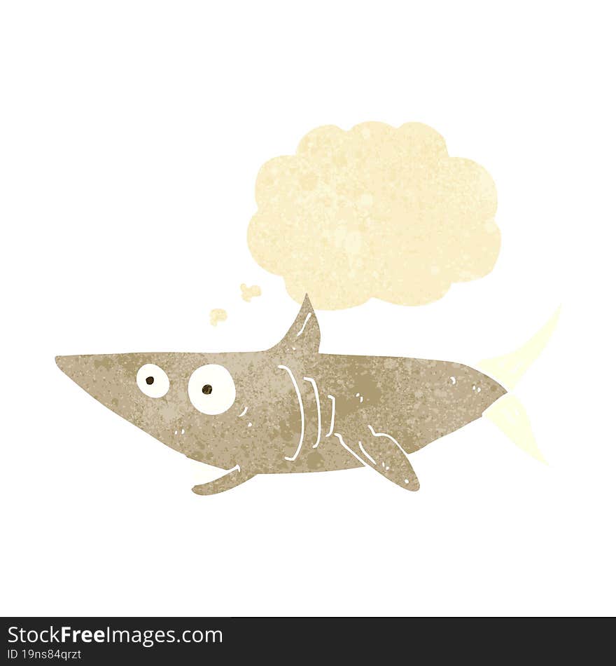 cartoon happy shark with thought bubble