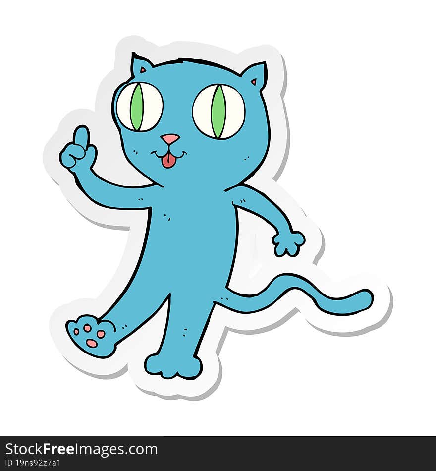 Sticker Of A Cartoon  Cat With Idea