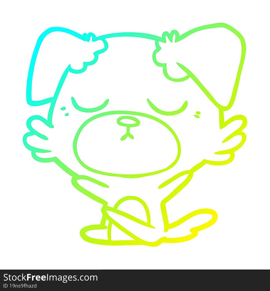 Cold Gradient Line Drawing Cute Cartoon Dog