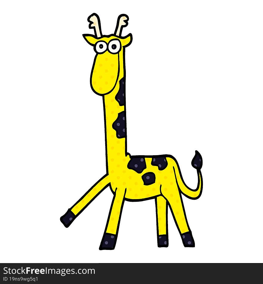 cartoon doodle walking giraffe