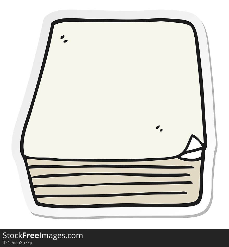 sticker of a cartoon stack of paper